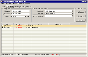 Выборка операций с фильтром по статье